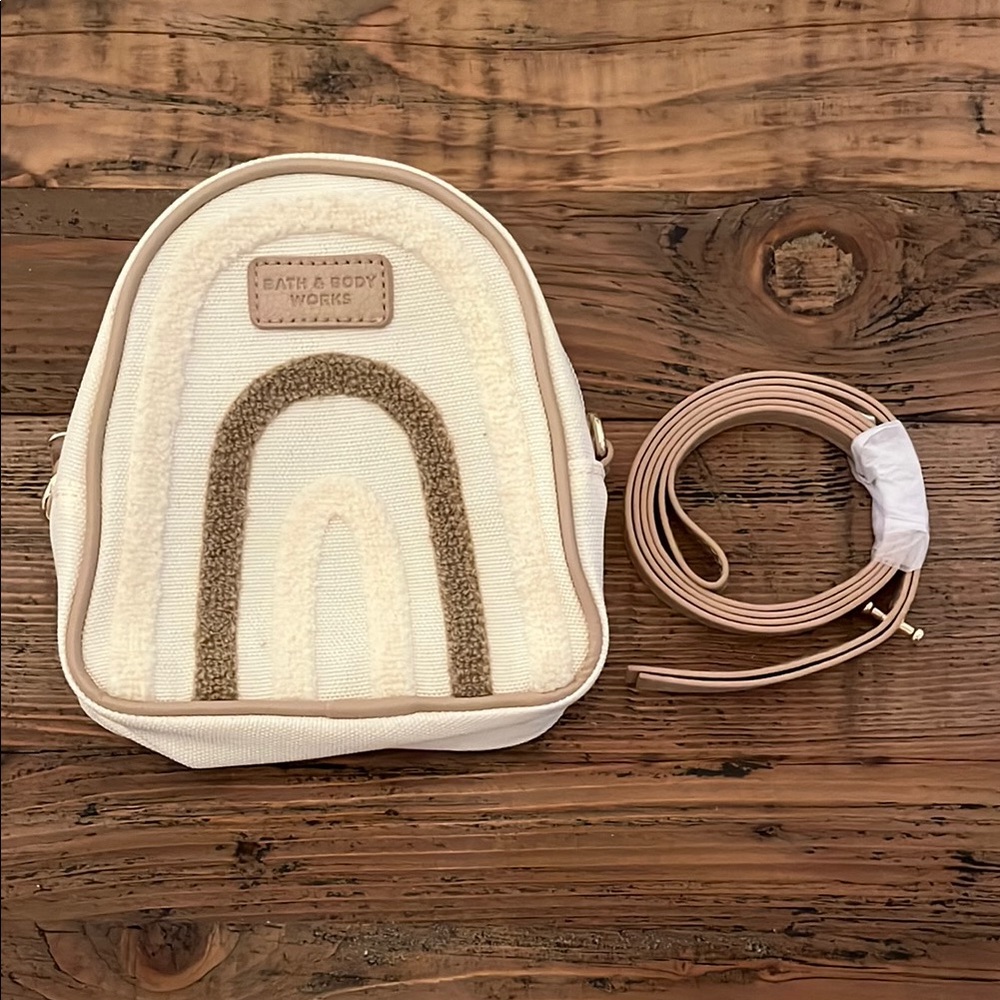 Bath and Body Works Cream and Brown Crossbody/Makeup Bag